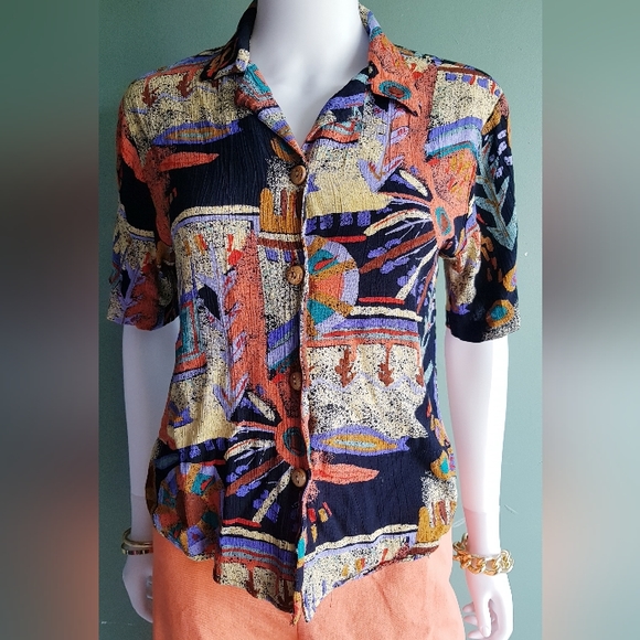 Laura Kieffer for Susan Burrowes Beautiful Vintage Print Blouse πβ¨πβ¨π - Picture 7 of 11